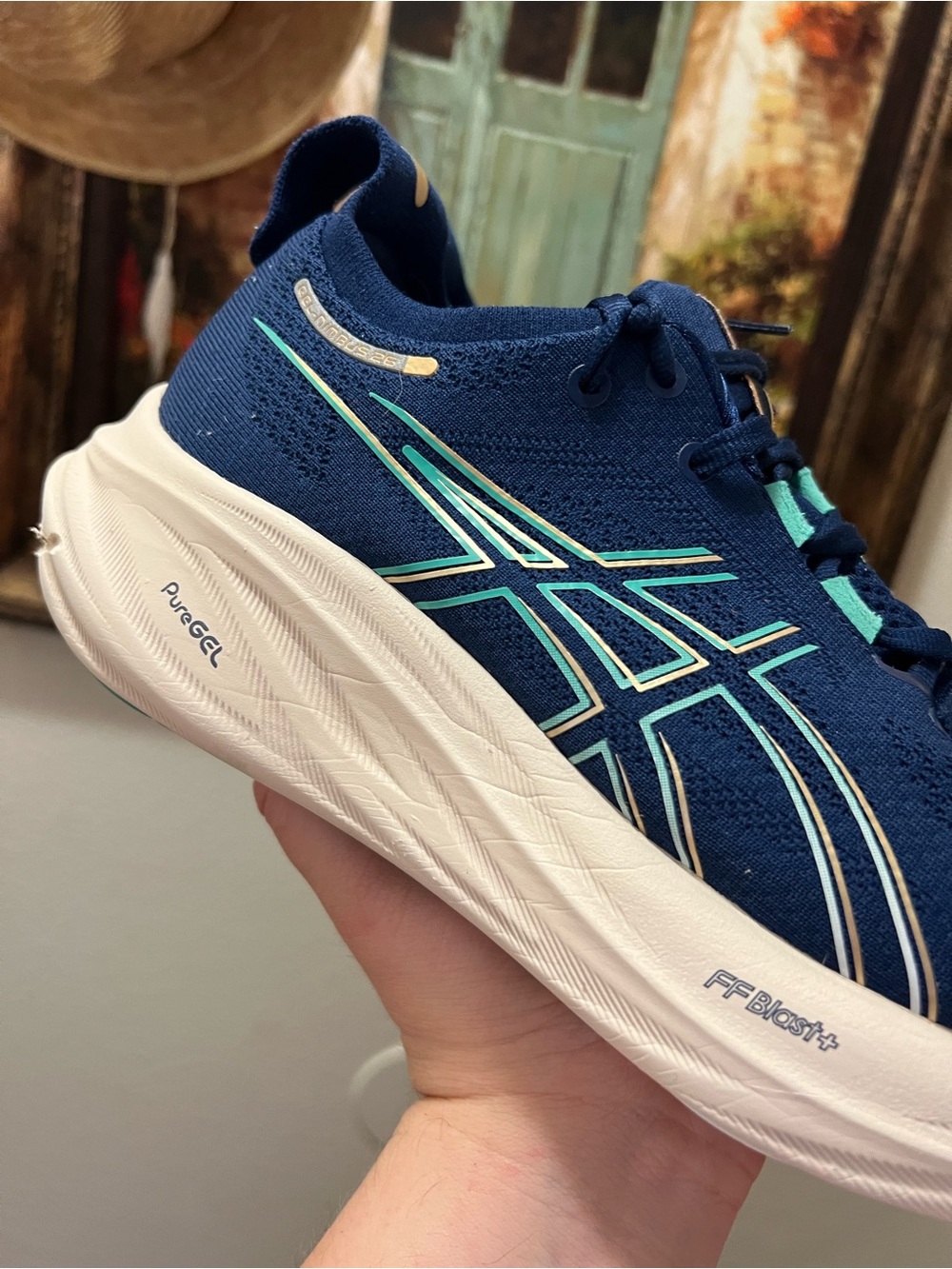Asics Gel Nimbus 26 Blue Running Shoes - Picture 3 of 14